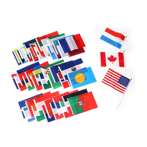 Banderas con manivela de tela de poliéster personalizadas de todo el mundo, banderas nacionales con manivela manual con astas - Product Image 2