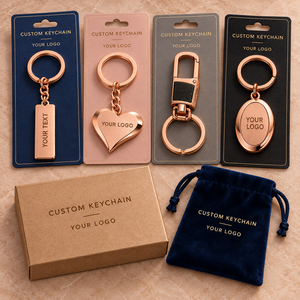 Llavero de Metal Personalizado en Oro Rosa con Logotipo Grabado en Relieve, Regalo Empresarial de Cuero, Fabricación OEM ODM - Product Image 2