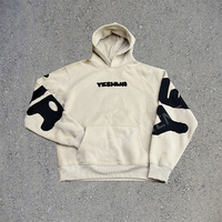 Sweat à capuche uni de qualité OEM, unisexe, 350 g/m², en molleton bouclette, streetwear, avec broderie appliquée
