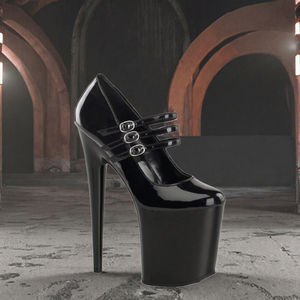 Zapatos de plataforma de tacón súper alto y fino de 20 cm, negros, para club, pole dance, góticos, travestis, para hombre, antideslizantes, con parte superior de PU, a la moda - Product Image 2