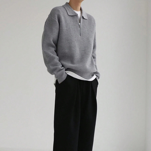 FNJIA Custom <strong>Men's</strong> Sweater Casual Half Zipper Pullover Knit for <strong>Polo</strong> Winter Warm <strong>Jumper</strong> New Design Manufacturer's Knitted - Product Image 4