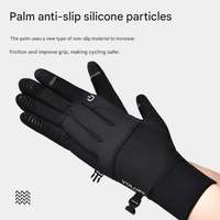 Guantes de Ciclismo de Invierno Unisex, Resistentes al Viento, Impermeables, Forrados con Forro Polar Cálido, Pantalla Táctil, Antideslizantes, de Cuero, Dedos Completos, Estilo Pull-On