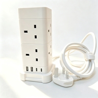 Multiprise tour de type UK 13A 250V avec protection contre les surtensions pour la maison, le bureau et les dortoirs