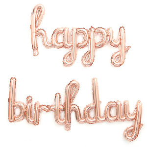 Globos de <span class=keywords><strong>Feliz</strong></span> Cumpleaños de color rosa claro Banner Cursive Mylar Foil Letter Juegos de globos de cumpleaños para niños y adultos Decoración de fiesta - Product Image 2