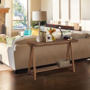 Farmhouse <strong>Console</strong> <strong>Tables</strong> for Living Room, 43.3" Solid Wood 2-Tier <strong>Sofa</strong> <strong>Table</strong>, Rustic Hallway <strong>Table</strong> for Entryway, Natural - Product Image 4