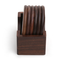 Ensemble de 6 sous-verres en bois d'acacia avec logo personnalisé, dessous de verre en bois d'olive