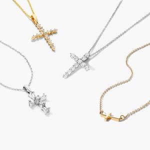 Bijoux de mode, collier simple unisexe, plaqué or 18 carats, pendentif croix chrétienne minimaliste, colliers pour hommes et femmes - Product Image 1