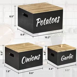 Wooden <b>Vegetable</b> Storage Box Rectangular Potato Garlic Onion Organizer Kitchen Food Container <b>Standing</b> Type Solid Color - Product Image 4