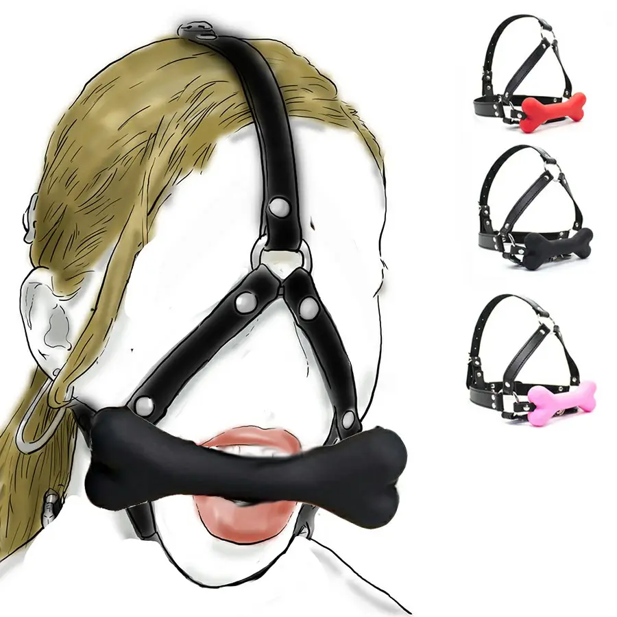 Gratis Aangepaste Doos-Lederen Harnas Mondplug Siliconen Hond Bot Bal Gag Bdsm Bondage Seksspeeltje Voor Puppy Spelen Huisdier Rollenspel