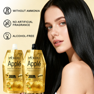 MOKERU Crema Colorante per Capelli Nera Intensa all'Estratto di Mela, Senza Ammoniaca, Tintura Rapida, Copertura 100% dei Capelli Grigi, 500ml*2 - Product Image 2