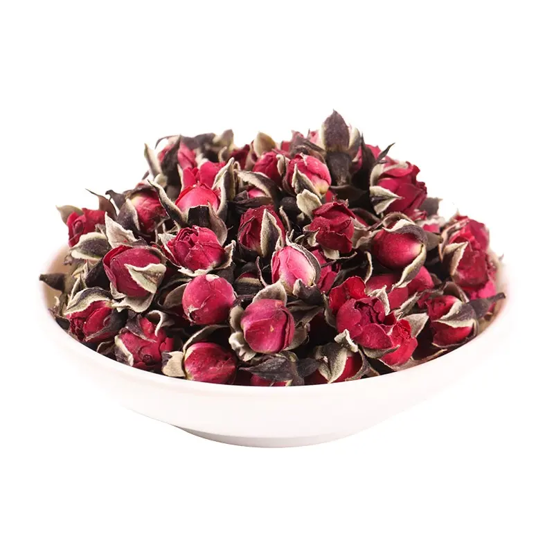 Culinary grade aromatic dried rose bud with golden edge Fragrant Natural Deep Red Petals Golden-rim Rose bud blooming flower tea