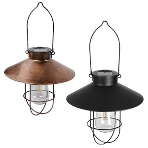 Açık su geçirmez asma fener Retro sıcak beyaz ışık Edison ampul Tungsten Led lamba veranda çim dekoratif bahçe güneş ışığı