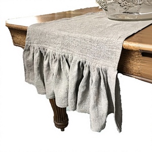 Chemin de table 100 % lin, uni, écologique, recyclé, couleur personnalisée, tissé, pour mariage, maison, hôtel, décoration de table élégante - Product Image 5