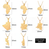 Colliers en chaîne en acier inoxydable style hip-hop, pendentif carte de l'Afrique Congo Algérie en cuivre pour femmes et hommes, couleur or