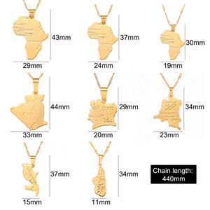 Collares de cadena de acero inoxidable estilo Hip Hop para hombre y mujer, collar con colgante de cobre, África, Países Bajos, países árabes, <span class=keywords><strong>mapa</strong></span>, Color dorado - Product Image 6