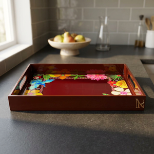 Bandeja de Almacenamiento Multifuncional Rectangular de Madera Lacada Brillante, Diseño Moderno, Apta para Lavavajillas, Fácil de Limpiar, 1 cm de Grosor, para Uso en la Cocina - Product Image 1