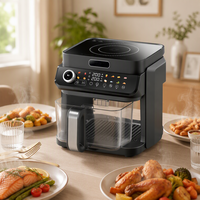 Four à Friture Électrique 2-en-1 1500W, 12 Préréglages, Design Carré, Panier Antiadhésif 8QT, Contrôle Numérique, Classe A