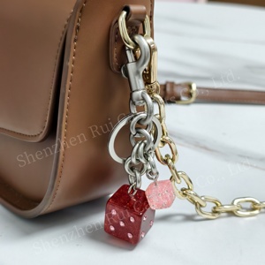 Wholesale Bulk Metal Keychains High Quality Metal Women Girl <b>Bag</b> Charms New Style 3D Dice Car Keychain <b>Bag</b> Accessories - Product Image 2