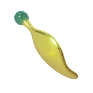 Rodillo de Jade para el Rostro con Mango de Aleación de Zinc en Forma de Hoja de Obsidiana Natural, para el Cuidado de la Piel y Anti-Hinchazón de Ojos - Product Image 1