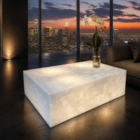 Table basse moderne en bloc de quartz blanc cristallin |   Meubles de salon en pierre naturelle polie |   Utilisation du hall d'hôtel Villa