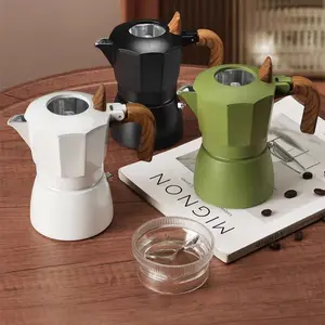 Klasik Stovetop Espresso makinesi 2 bardak 100 ml alüminyum dayanıklı kahve makinesi Home Pot ev ve kamp için