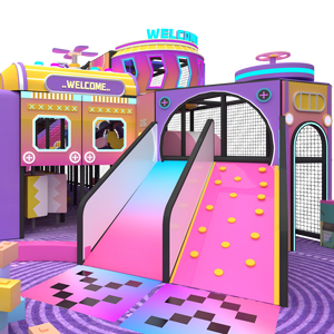 Aire <span class=keywords><strong>de</strong></span> jeux intérieure pour enfants <span class=keywords><strong>de</strong></span> haute qualité, grande capacité, avec piscine à balles, trampoline, tasses à café rotatives, douce - Product Image 3