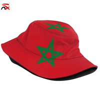Chapeau Bob Drapeau Marocain Personnalisé Impression Personnalisée Chapeau Bob Drapeau du Maroc Protection Solaire Chapeaux pour Supporters de Football