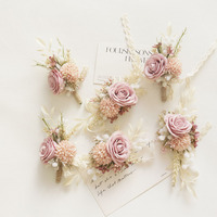 Bunga buatan kain jenis Boutonniere Corsage bunga pergelangan tangan untuk membuka tamu pasta kacang
