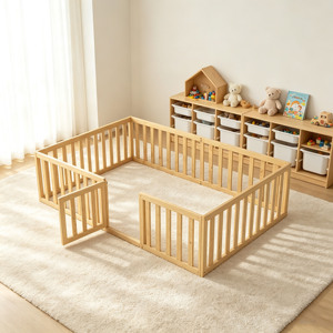 Panneaux de parc pour bébé en bois personnalisables, parc pour bébé réglable, barrière pliable en bois pour bébé, lit en bois - Product Image 2