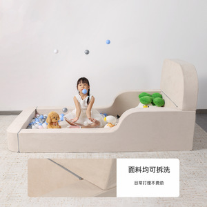 Canapé-lit pour enfants 1,15 m pliable avec housse amovible pour le sommeil des enfants, couche en coton élastique confortable Q - Product Image 2