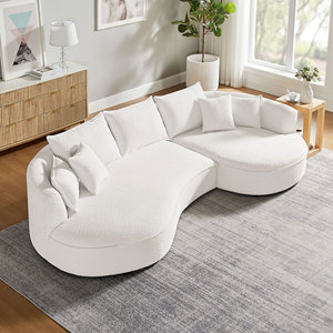 Canapé Moderne <span class=keywords><strong>Blanc</strong></span> Inclinable <span class=keywords><strong>Convertible</strong></span> Inclinable avec Forme Ingénieuse Revêtement en Tissu à Cadre en Métal pour Salon Hôtel Chambre à Coucher - Product Image 5