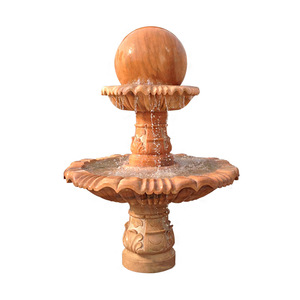 Bol Feng Shui Rouge Coucher de Soleil, Sculpture en Pierre de Style Chinois, Grand Bassin en Granit Doré, Fontaine à Boule Rotative - Product Image 5