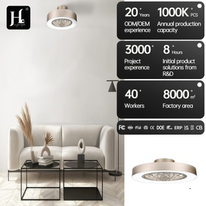 Modern <b>3</b>-Color 18-Inch LED 6-Speed Ceiling Fans Light Smart Dimmable Remote Control Low Profile Bedroom Flush Mount DC Motor - Product Image 2