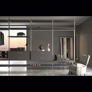 Armoires de chambre à coucher de luxe de haute qualité, modernes, en aluminium et en bois, avec porte en verre - Product Image 6