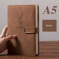 Carnet de notes personnalisable en cuir PU souple avec couverture spirale, pages lignées simples et élégantes pour l'écriture quotidienne