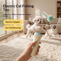Mainan Kucing Elektrik Cat Teaser Catapult Feather-Fur-Ball Bounce Peluncuran Satu Tombol Retraksi Otomatis Bahan ABS Model CH-060