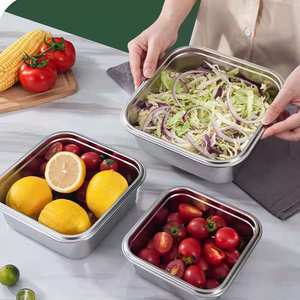 Chất lượng cao 304 vuông thép không gỉ 3-in-1 kín máy rửa chén an toàn ăn trưa hộp lò vi sóng thực phẩm container trường nước nóng - Product Image 3