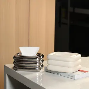 Wholesale advanced and luxurious drawer bedside tissue storage boxes home living room dining table ceramic tissue box