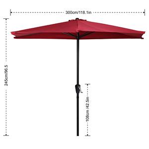 10ft Patio <span class=keywords><strong>Demi</strong></span> Parapluies Off-the-wall Pare-Soleil Coupe-Vent Marché En Acier <span class=keywords><strong>Demi</strong></span>-Rond Parasols Extérieurs Avec Manivelle Pour Mur <span class=keywords><strong>Balcon</strong></span> - Product Image 2