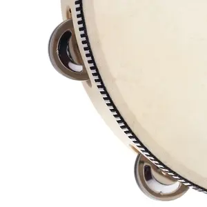 10 pouces à main tambourin tambour cloche bouleau métal Jingles Percussion Musical jouet éducatif Instrument pour KTV fête enfants jeux