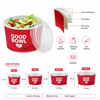 Bol en papier kraft avec couvercle, impression personnalisée, qualité alimentaire, résistant aux fuites, empilable, 16 oz, 24 oz, 32 oz, pour salade à emporter