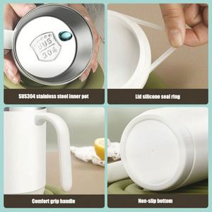 Tasse à thé en acier inoxydable à double paroi isolée de 450 ml, minimaliste, avec couvercle, pour étudiants, tasse à café - Product Image 4
