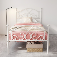 Lit simple en métal rose de luxe, design moderne, vente directe d'usine, idéal pour dortoirs, pour adultes