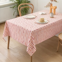Nappe Moderne Nordique en Jacquard Tissé Polyester Rayures Horizontales Violet Beige Lavable Rectangulaire pour Table à Manger Maison