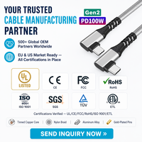 Cable DE DATOS USB C 100W Trenza de nailon Carga rápida Doble tipo C a tipo C Cable USB 3,1 para uso en computadora e impresora