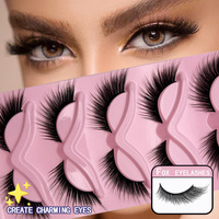 Faux cils effet œil de renard à marque privée, 5 paires par plateau, personnalisables, en fibres synthétiques douces, effet œil de chat, pour maquillage européen et américain