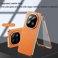 Étui à Rabat en Cuir pour Redmi Note 14 / Pro / Plus 14C Turbo 4 K80/K80PRO avec Coque Magnétique en Métal et Verre Trempé 360 pour Lentille