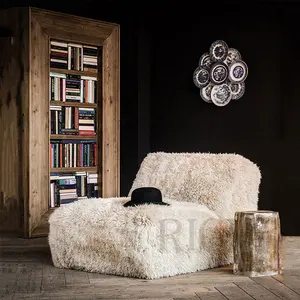 Fauteuil 살롱 얽히고 설킨 모피 의자 포스트 모던 호텔 무방비 큰 흰색 가짜 모피 악센트 의자 푹신한 모피 라운지 의자