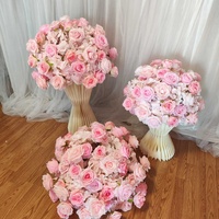 FB-PK02 Boule de fleurs artificielles en plastique rose moderne Bloom Floral, élégante pour les centres de table de mariage, décoration romantique pour les fêtes