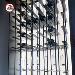 Стенная Винная стойка, алюминиевая металлическая доска на заказ, витрина для винных бутылок с подвесным держателем